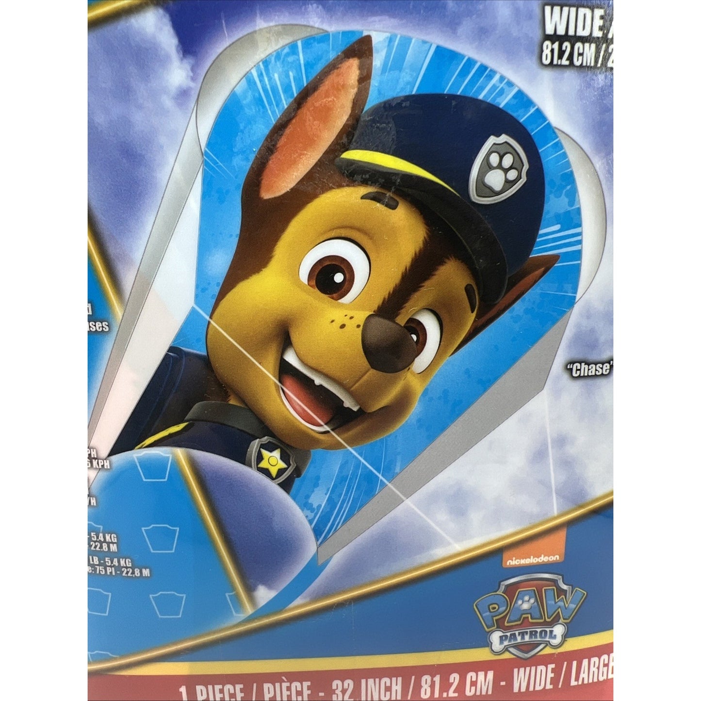 Paw Patrol Kite Chase Brand New 32 Inch Nylon Frameless with Handle & Line