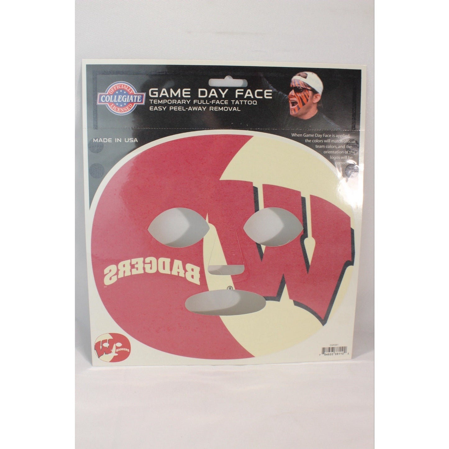 Wisconsin Badgers Game Day Face Temporary Tattoo NFL Football Fan Peel Off