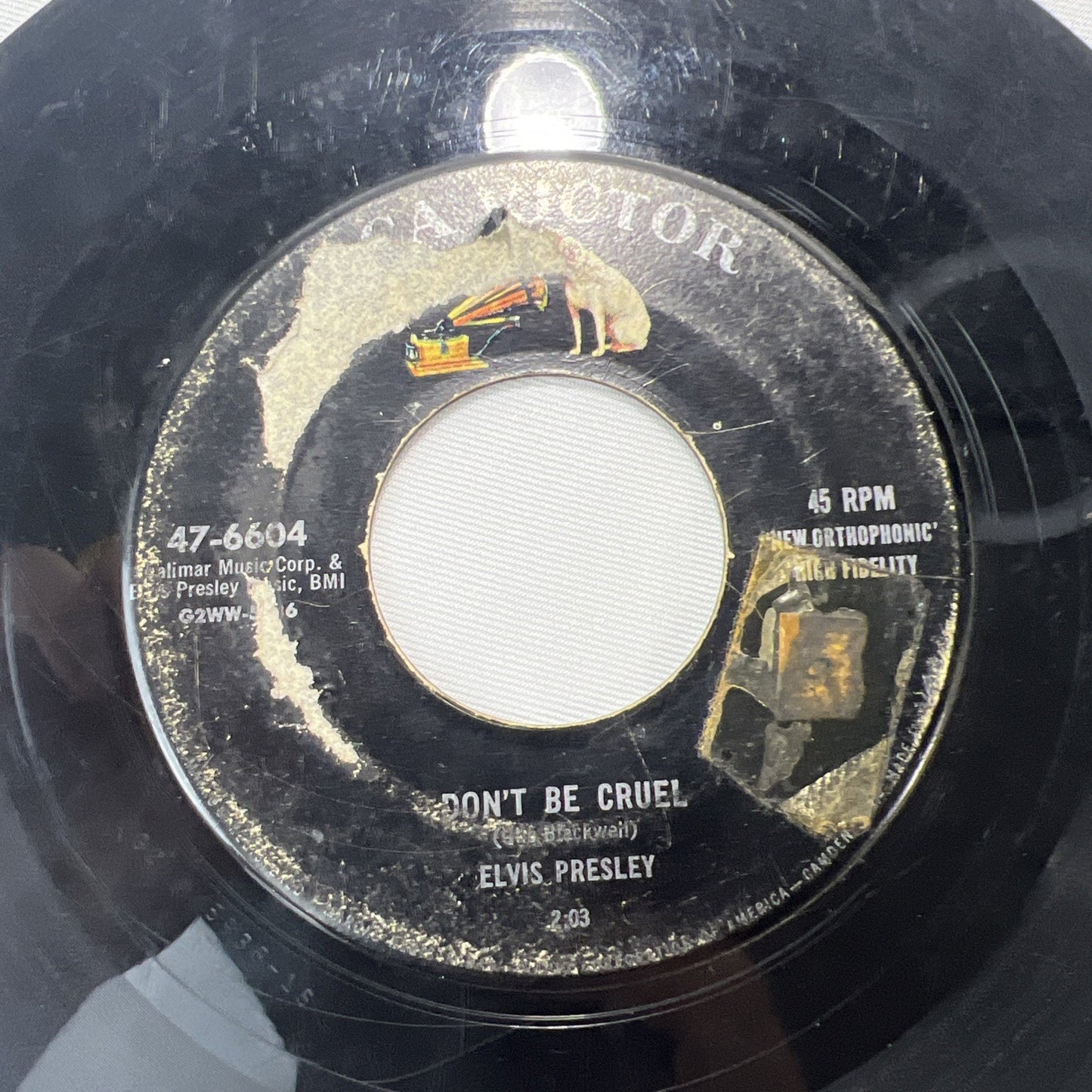Elvis Presley Don't Be Cruel / Hound Dog 45 rpm Record 47-6604 RCA Victor Rare