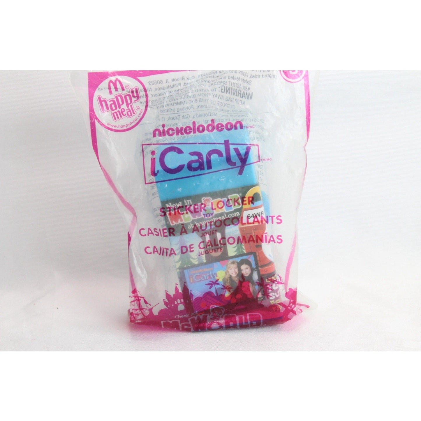 Sealed 2010 McDonald's Nickelodeon iCarly Blue Sticker Locker Happy Meal Toy