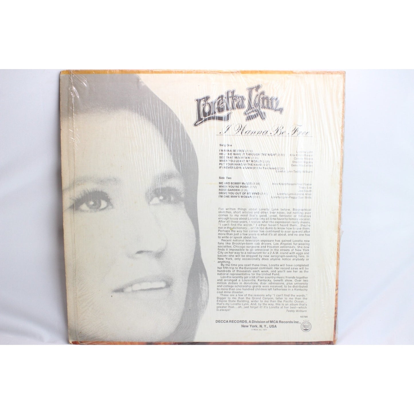 Loretta Lynn I Wanna Be Free Vinyl Record Tested Used