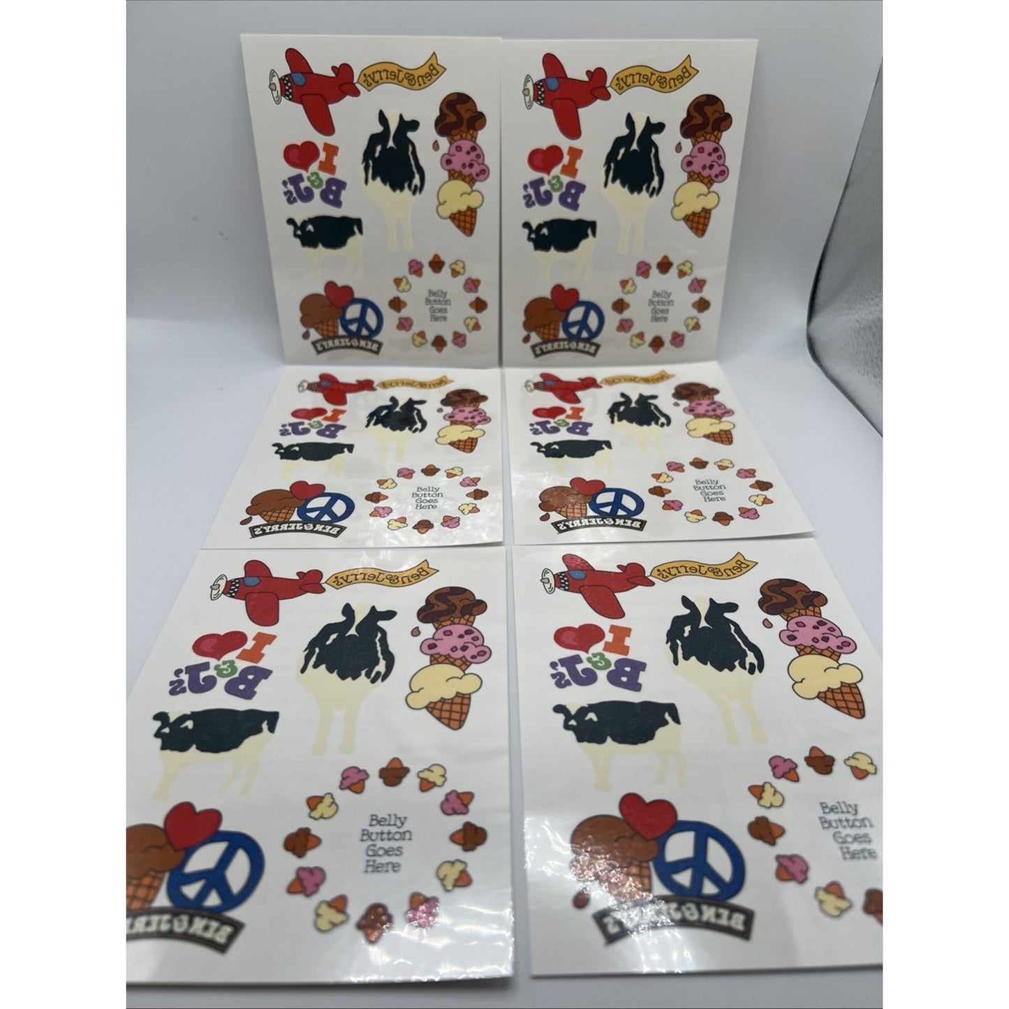 2007 Ben & Jerry's Ice Cream Milk Temporary Tattoos Vintage Cow Tattoo 6 Pages