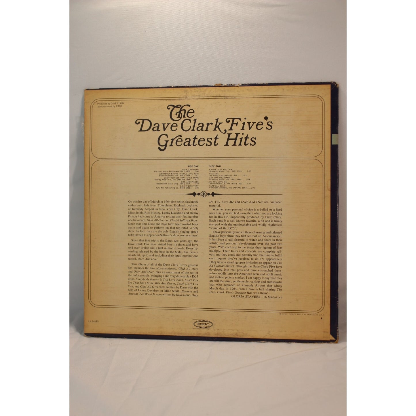 The Dave Clark Five Greatest Hits Record Audio Tested Video Music Album Used