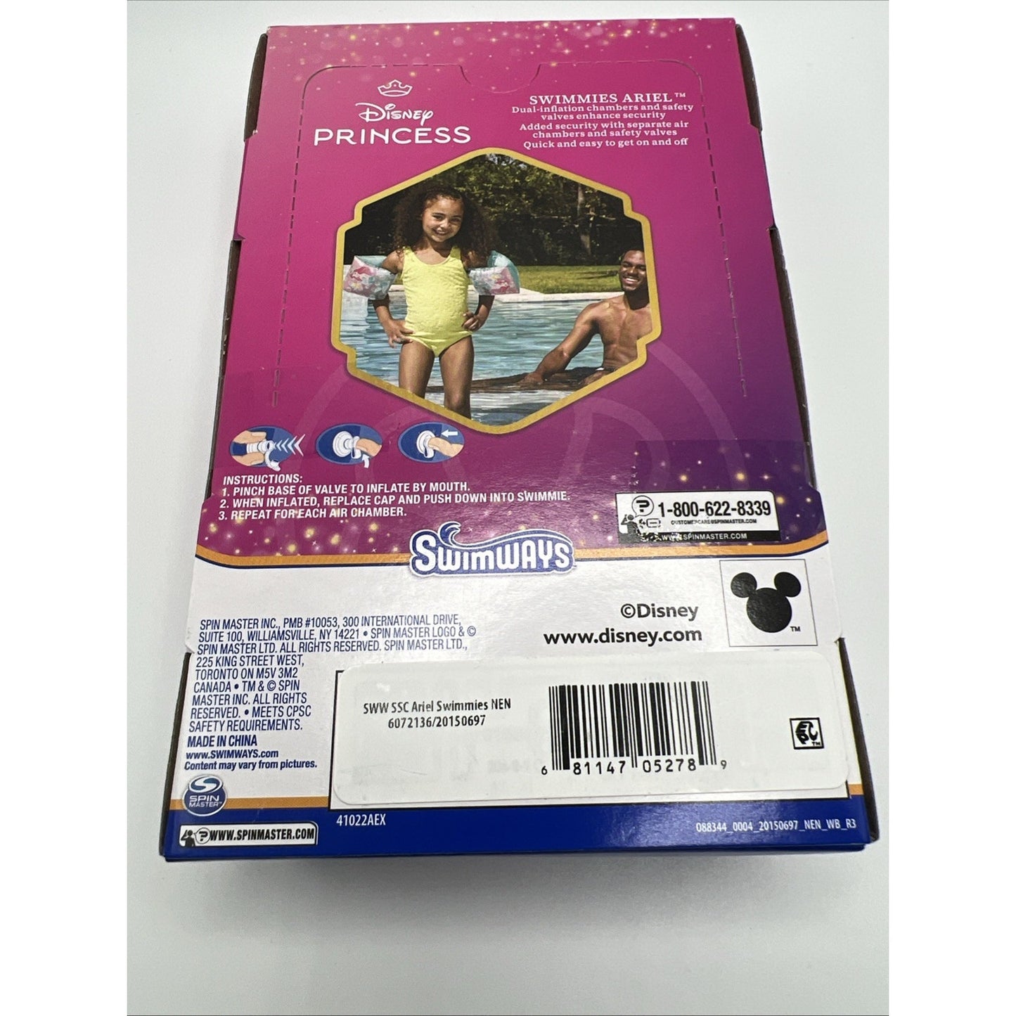 SwimWays Disney Princess Ariel Swimmies Arm Floaties for Kids 3-5 Pool Swim Help