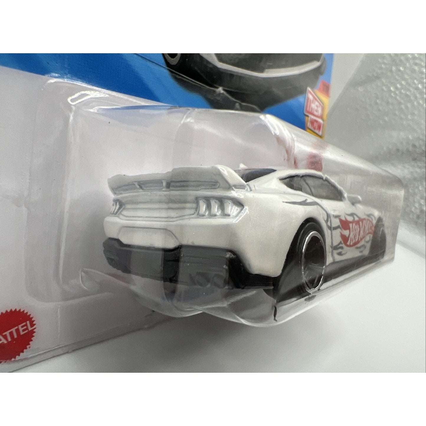 Hot Wheels 2025 Ford Mustang Dark Horse 7/10 #219 Then and Now White Race Car