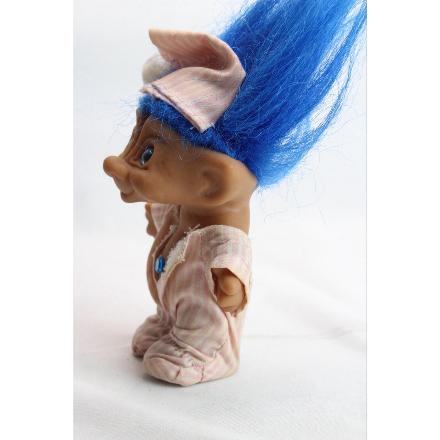 Novelty Troll Blue Rare PJs Jeweled Belly Blue Hair Santa Hat Christmas Pajamas