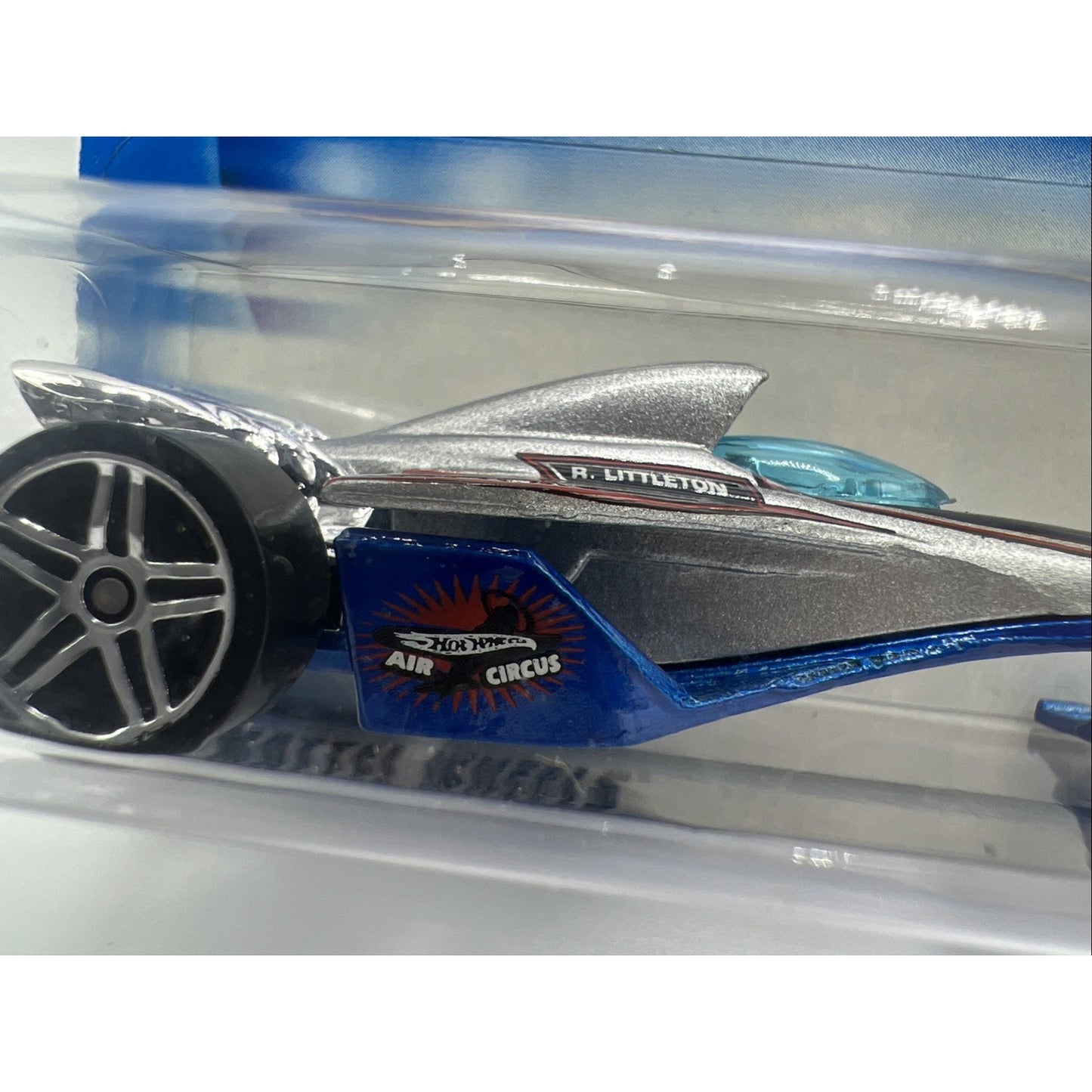 2002 Hot Wheels Mainline/Collector #239 Greased Lightnin' Silver-Blue Race Car