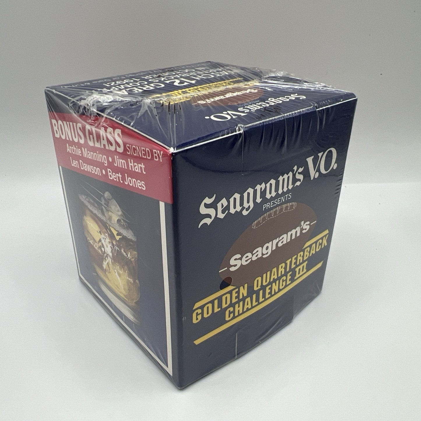 Seagrams VO Golden Quarterback Challenge Whiskey Bar Glass 1992 Rare NFL