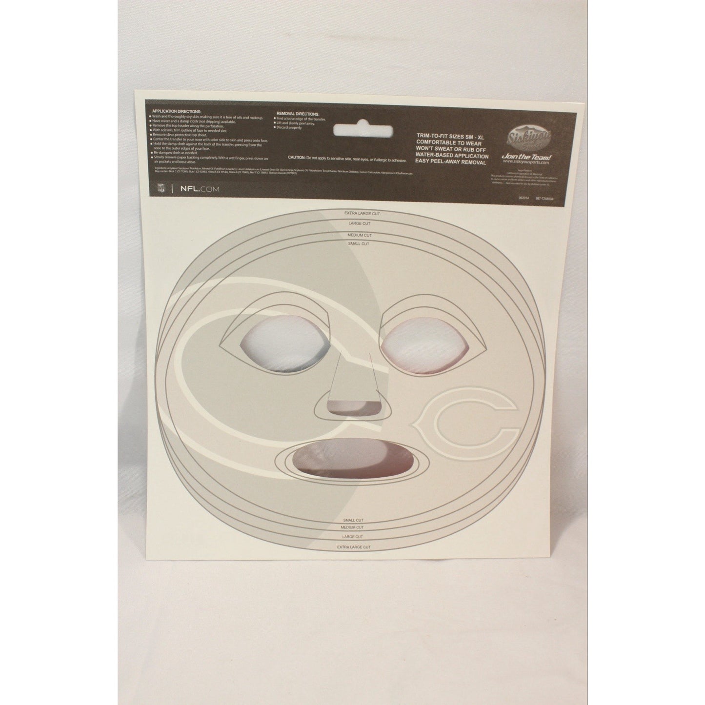 Chicago Bears Game Day Face Temporary Tattoo NFL Football Fan Peel Off Tattoos