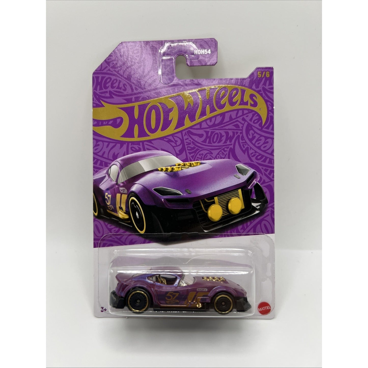 Hot Wheels 57th Anniversary Muscle And Blown #5 Purple Gold Race Car Model