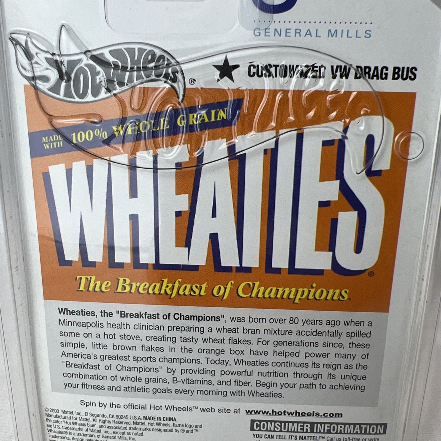 Hot Wheels Wheaties VW Drag Bus 1:64 Diecast Real Riders & Protector Volkswagen