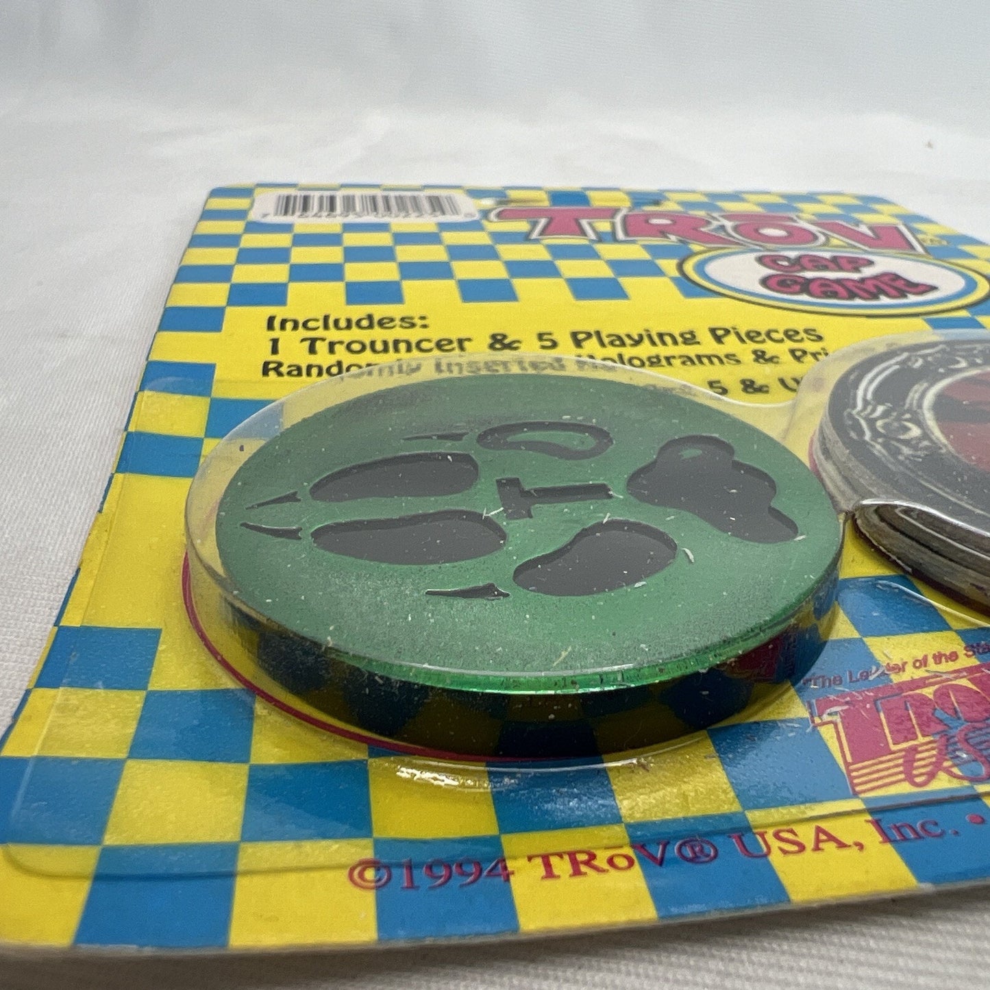 Trov 1 Trouncer And 5 Playing Pieces Pogs Vintage 1994 Game Green T Paw Prism