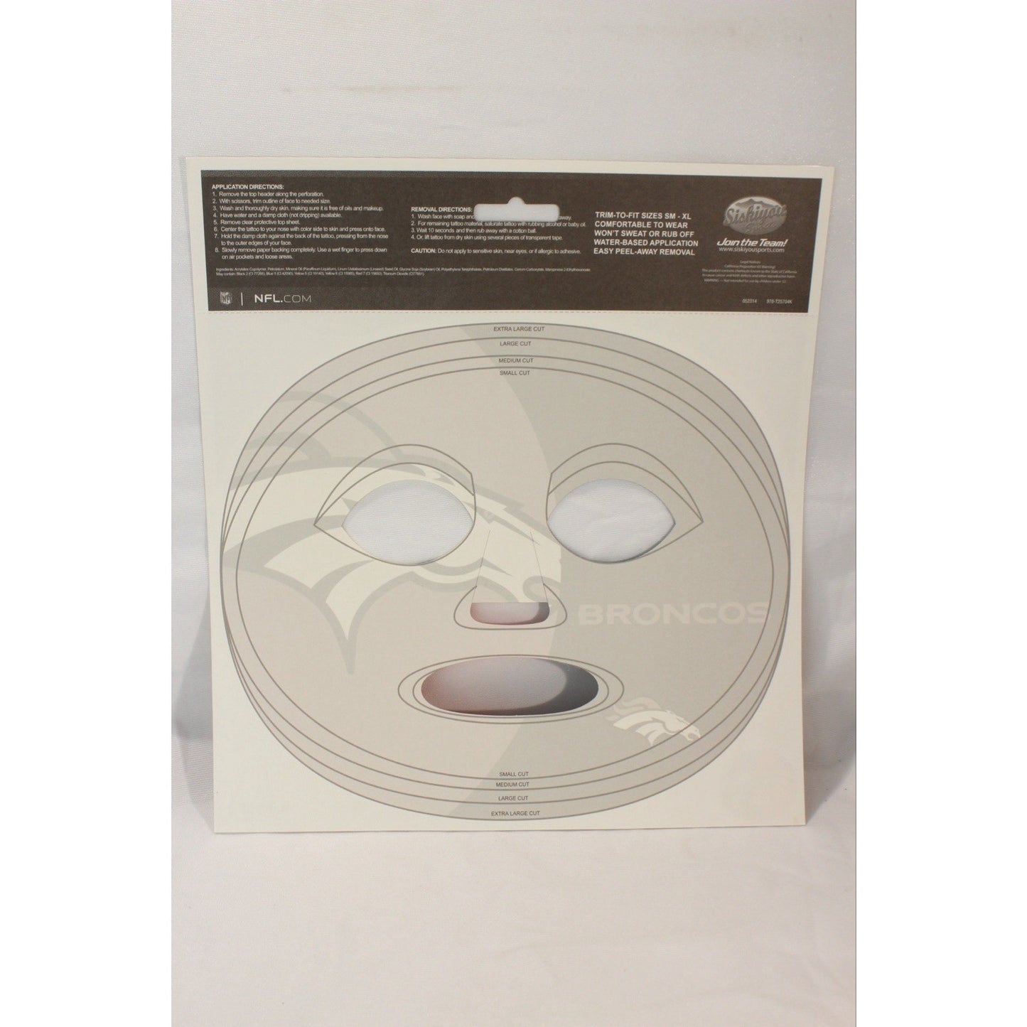 Denver Broncos Game Day Face Temporary Tattoo NFL Football Fan Peel Off Tattoos