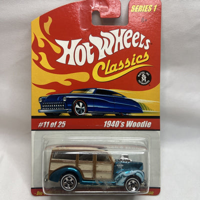 Hot Wheels 40 1940's Woodie Classics Car 11 of 25 Series 1 Blue Spectraflame