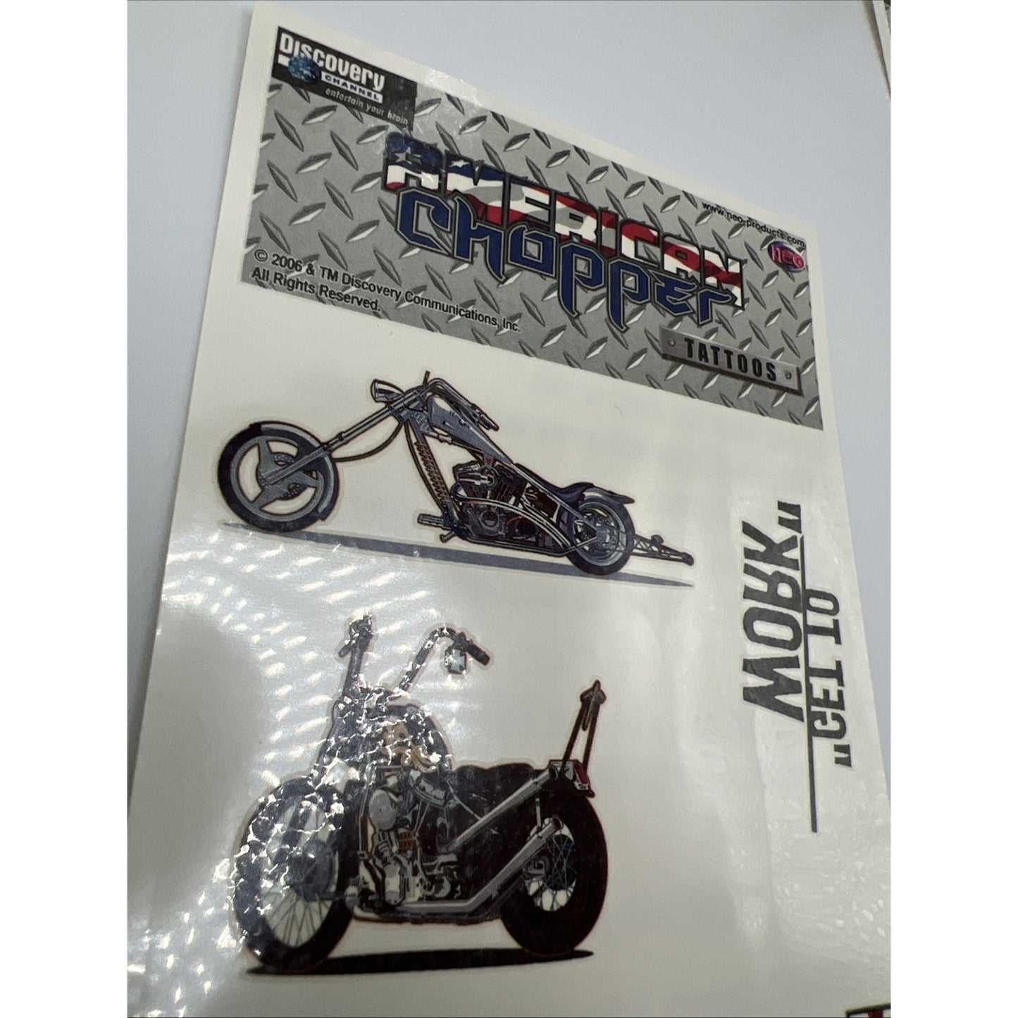 Neo Discovery American Chopper Motorcycle Temporary Tattoos Harley 5 Sheets