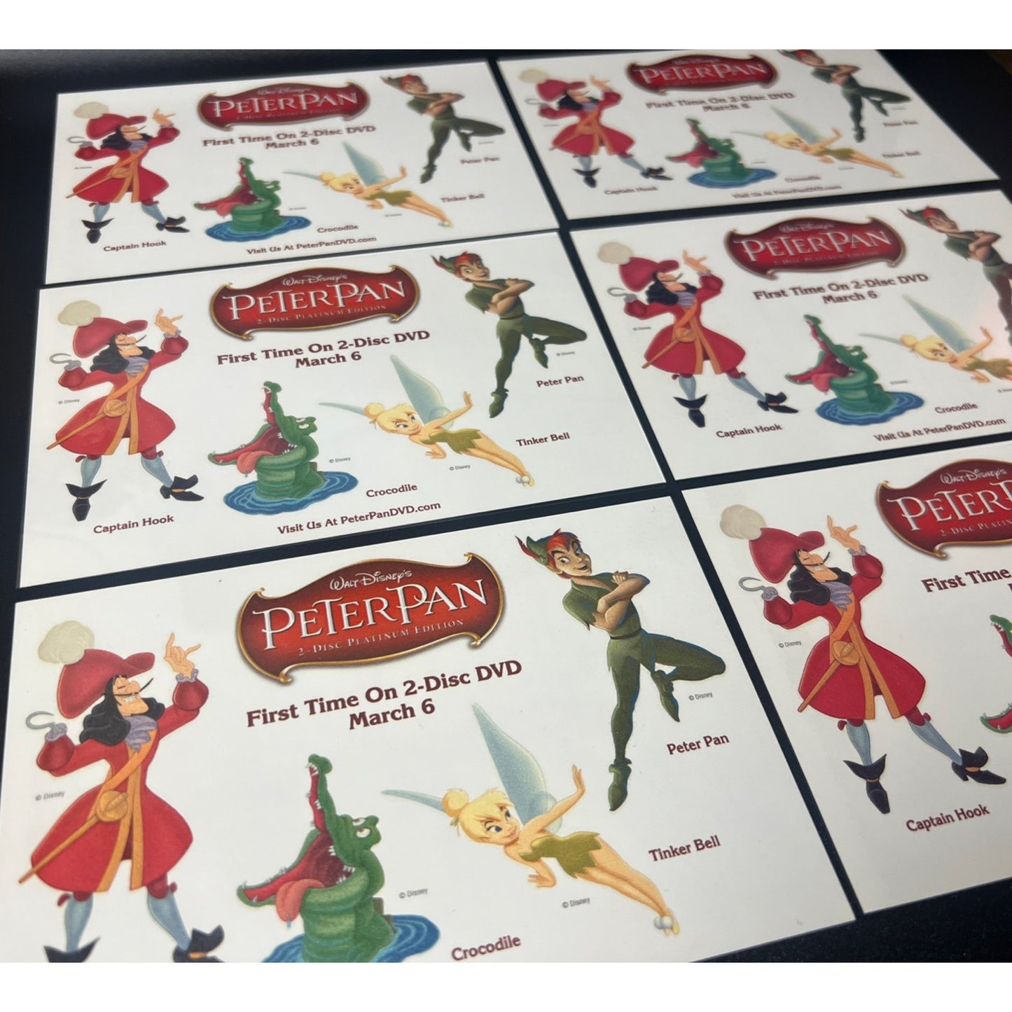 Walt Disney's Peter Pan DVD Temporary Tattoos 6 Sheets Rare Disney Movie Rewards