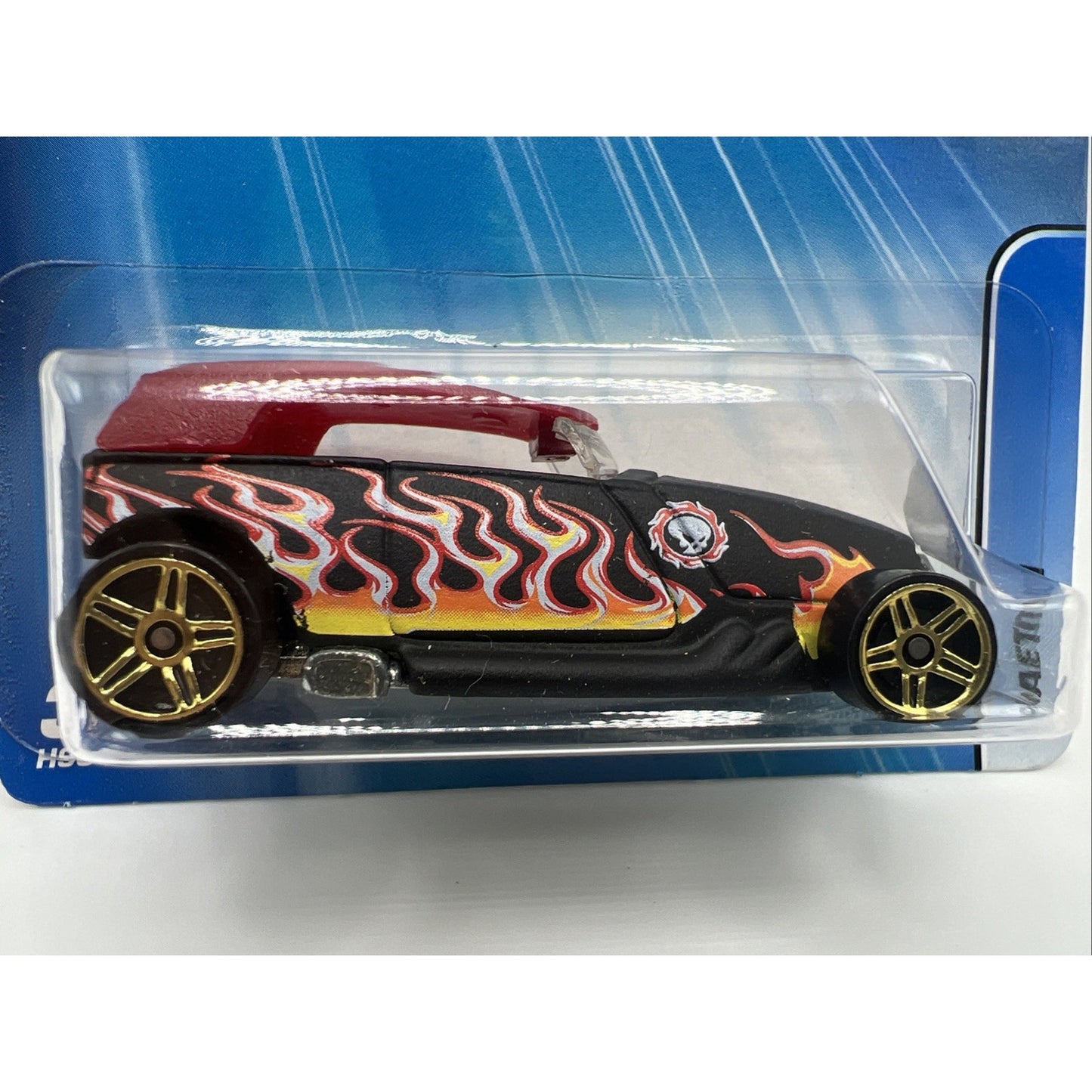 2005 Hot Wheels Mainlines 134 Black Fire Flame Phaeton Gold Wheels Diecast New