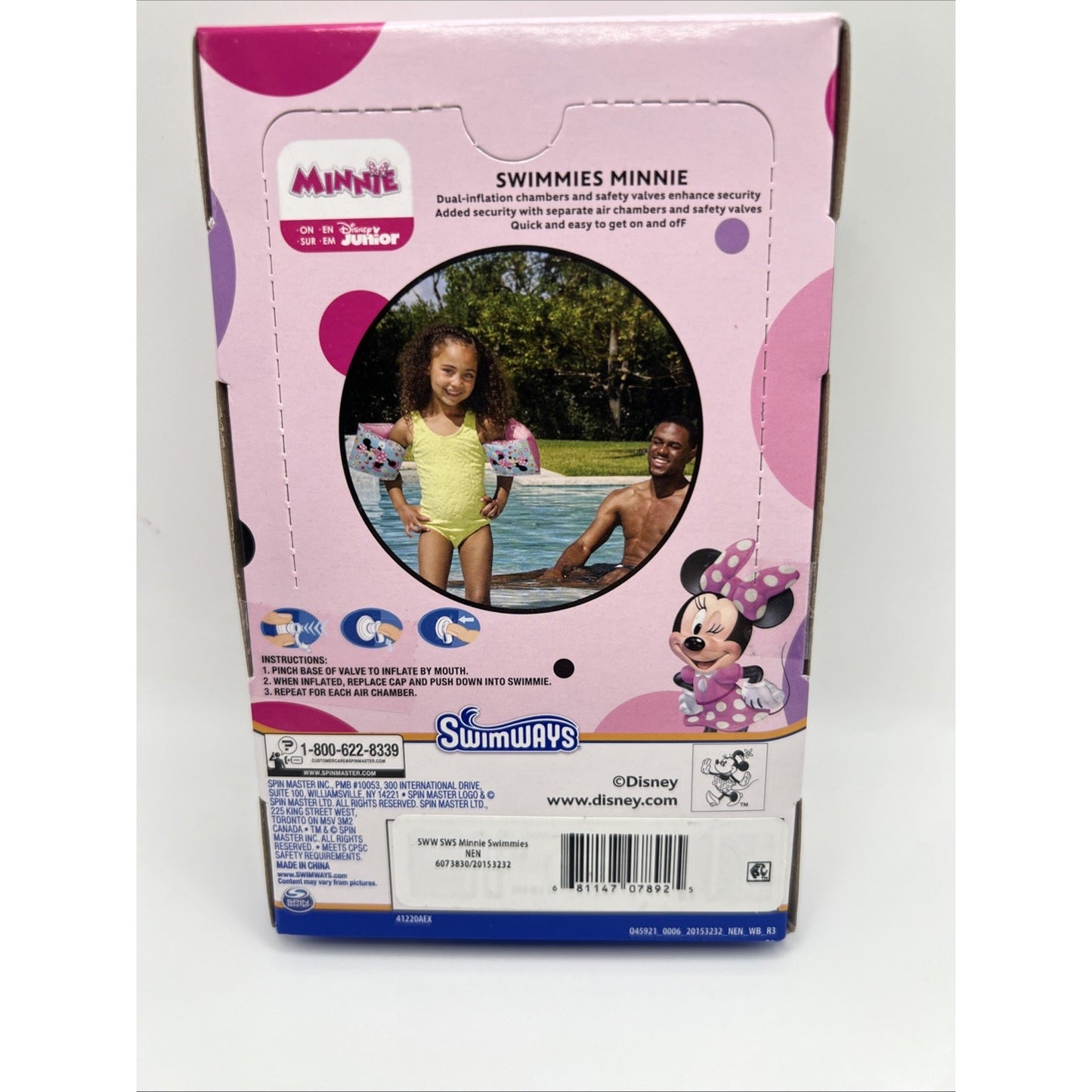 Swimways Disney Junior Minnie Floaties For Arms 3-5 Years New Pool Swim Help