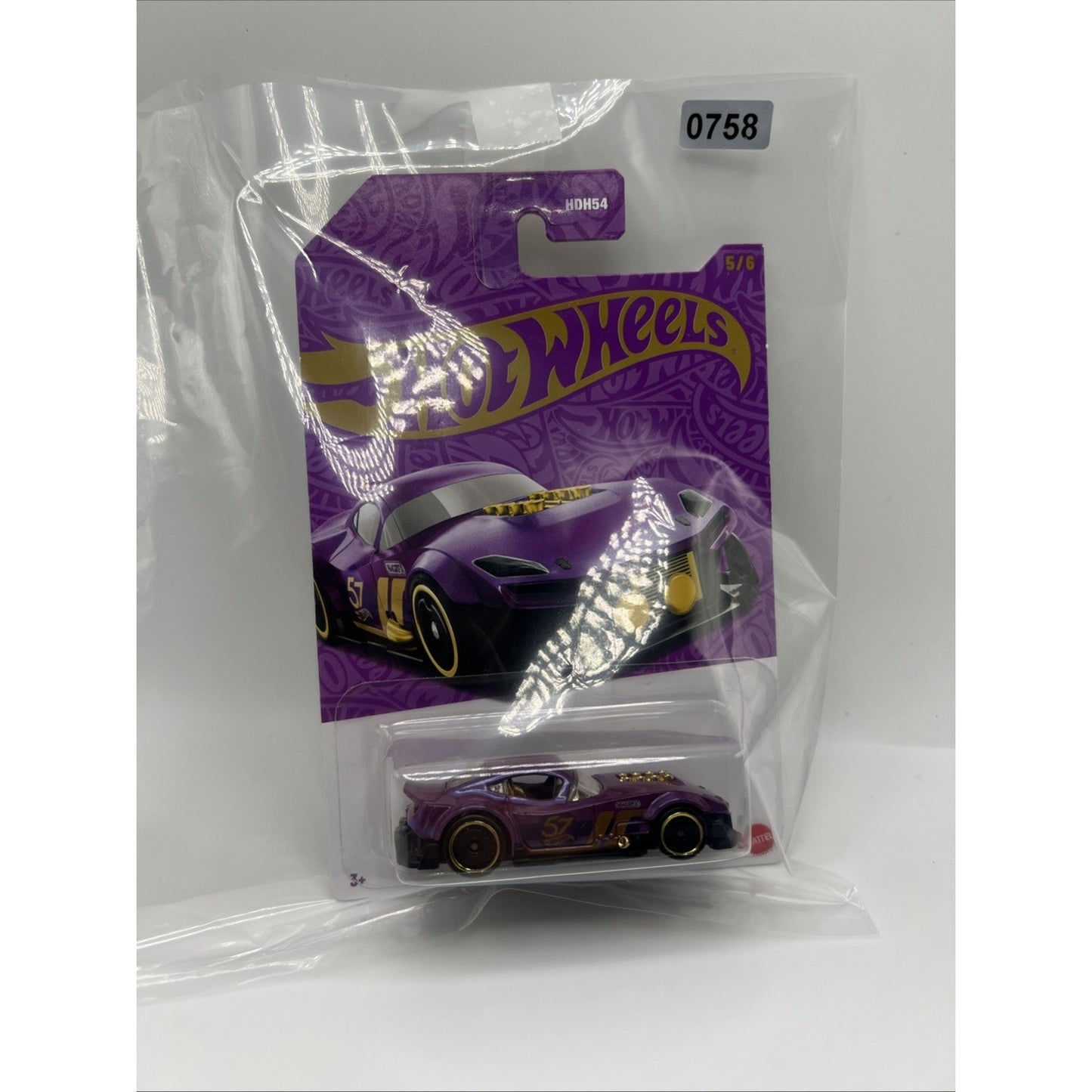 Hot Wheels 57th Anniversary Muscle And Blown #5 Purple Gold Race Car Model