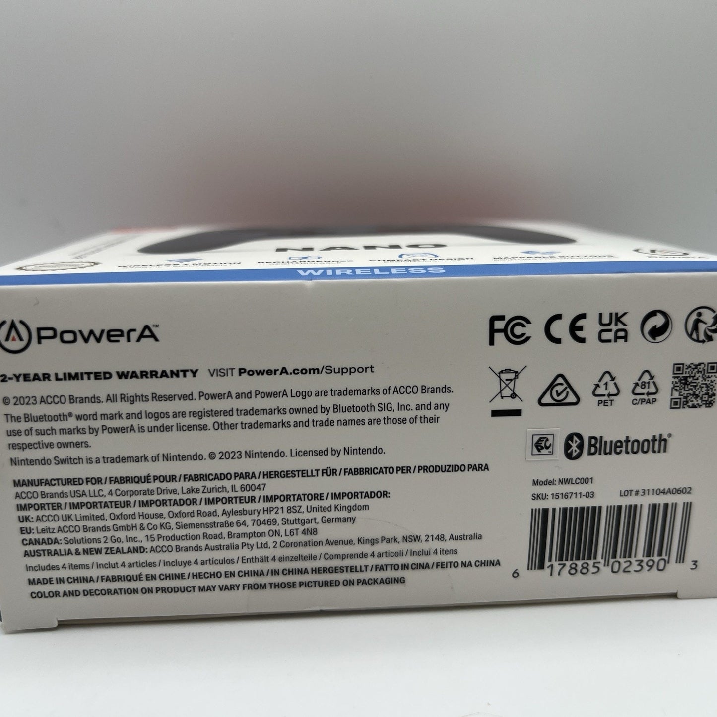 PowerA Enhanced Nano Wireless Controller for Nintendo Switch Black Gray Sealed