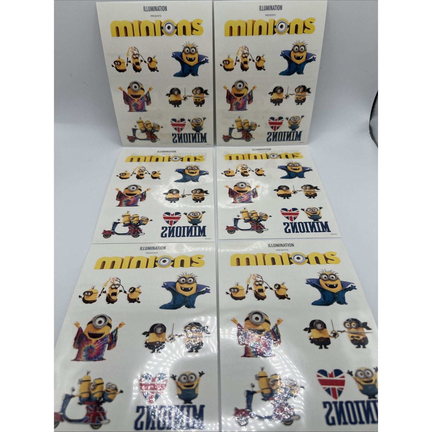 Illumination Minions United Kingdom Temporary Tattoo 6 Sheets Of Tattoos Gru