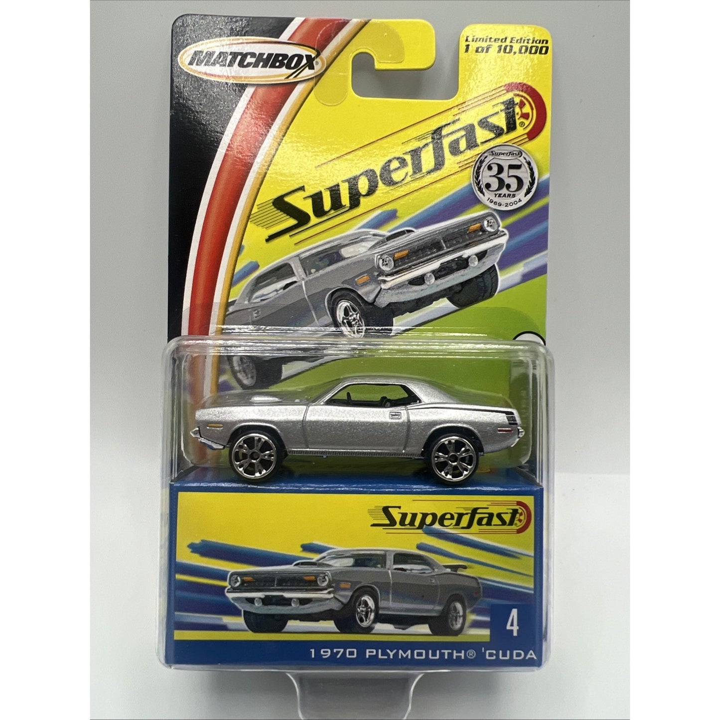 Matchbox Superfast 1970 Plymouth Cuda #4 A06 Silver Gray Muscle Car 35 Years