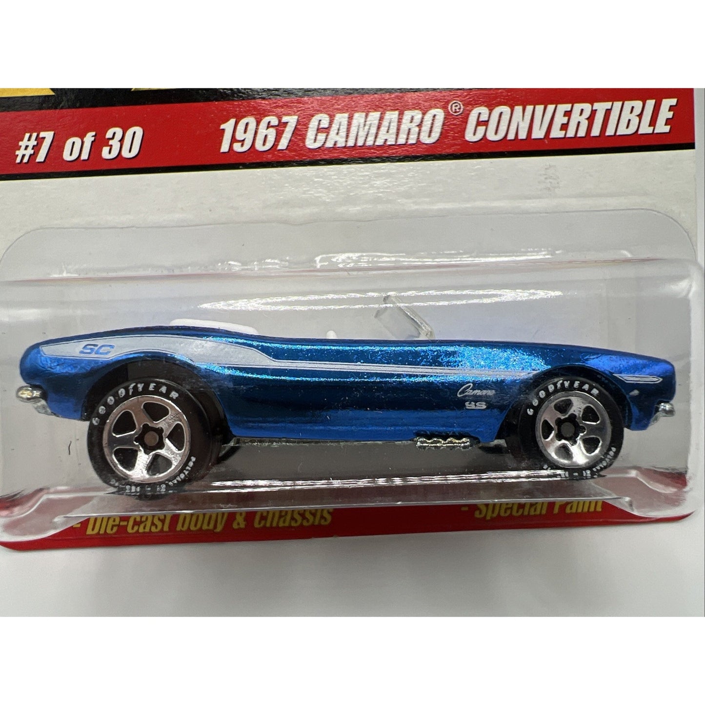 Hot Wheels Classic Series #2 1967 Camaro Convertible Hood Stripes Blue White