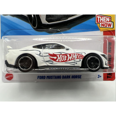 Hot Wheels 2025 Ford Mustang Dark Horse 7/10 #219 Then and Now White Race Car