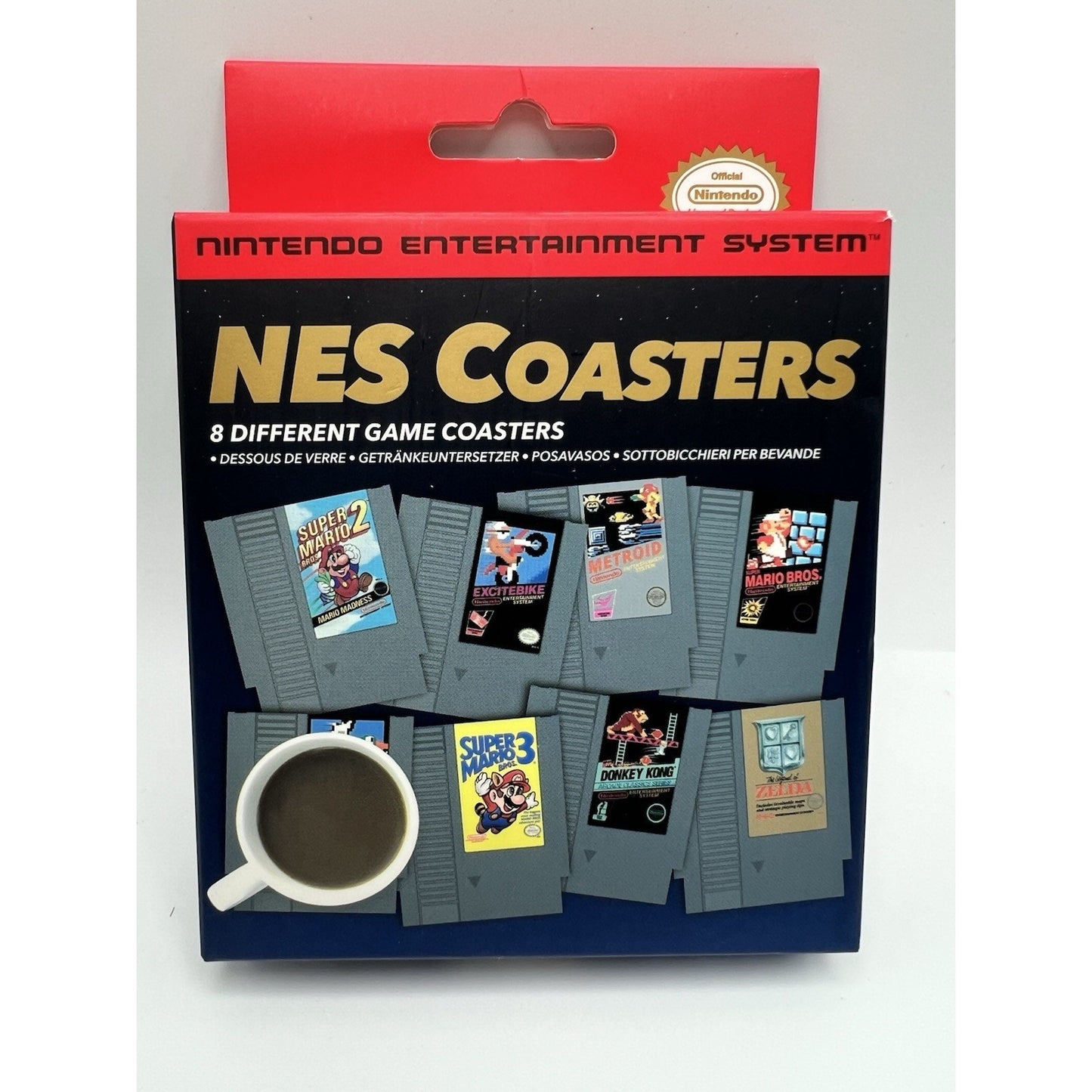 Nintendo Official NES 8 Coasters Super Mario Metroid Zelda Donkey Kong New Game