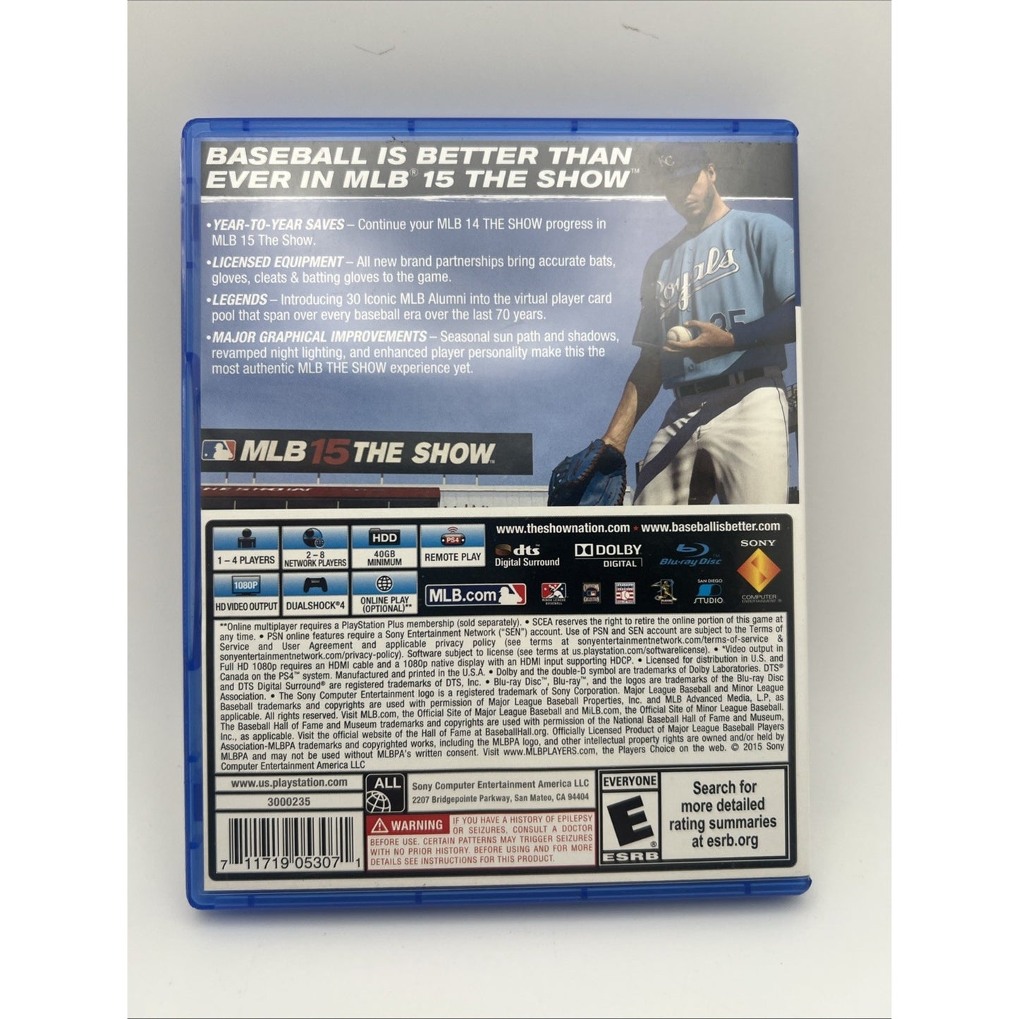 MLB The Show 15 Sony Playstation 4 PS4 V2015 Baseball Video Game and Case Tested