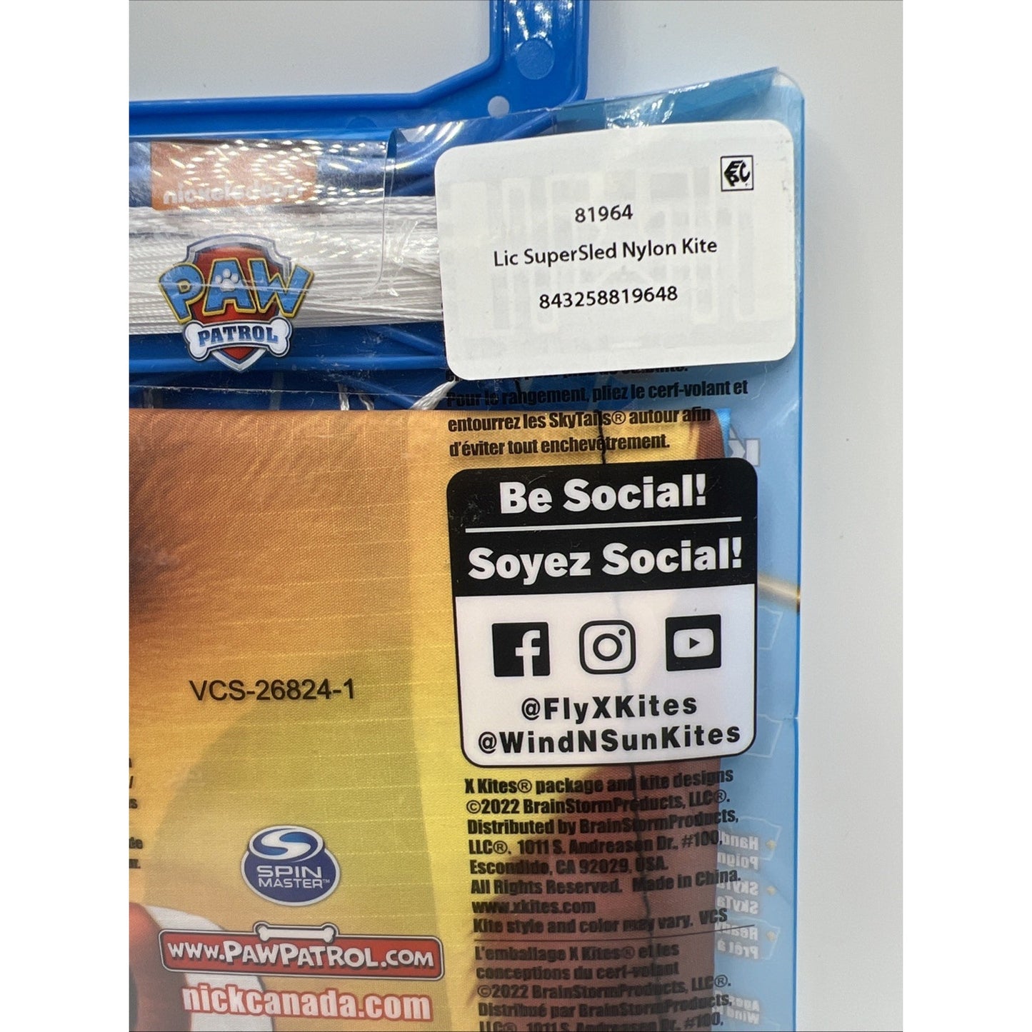 Paw Patrol Kite Chase Brand New 32 Inch Nylon Frameless with Handle & Line