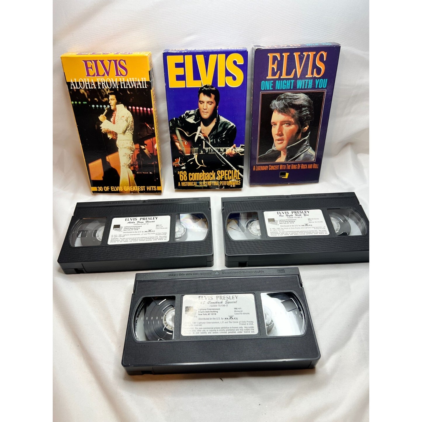 Elvis Presley The Concert Collection 3 VHS Set Tested Video Tapes Used