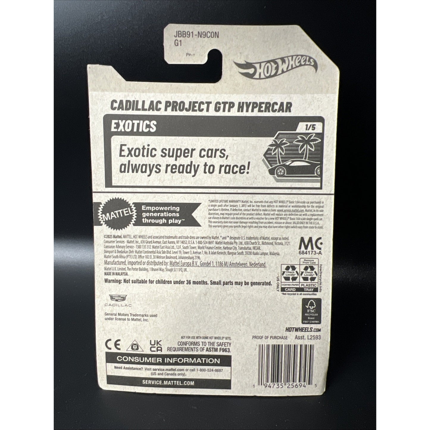 2025 Hot Wheels Cadillac Project GTP Hypercar HW Exotics Red Supercar Race Car