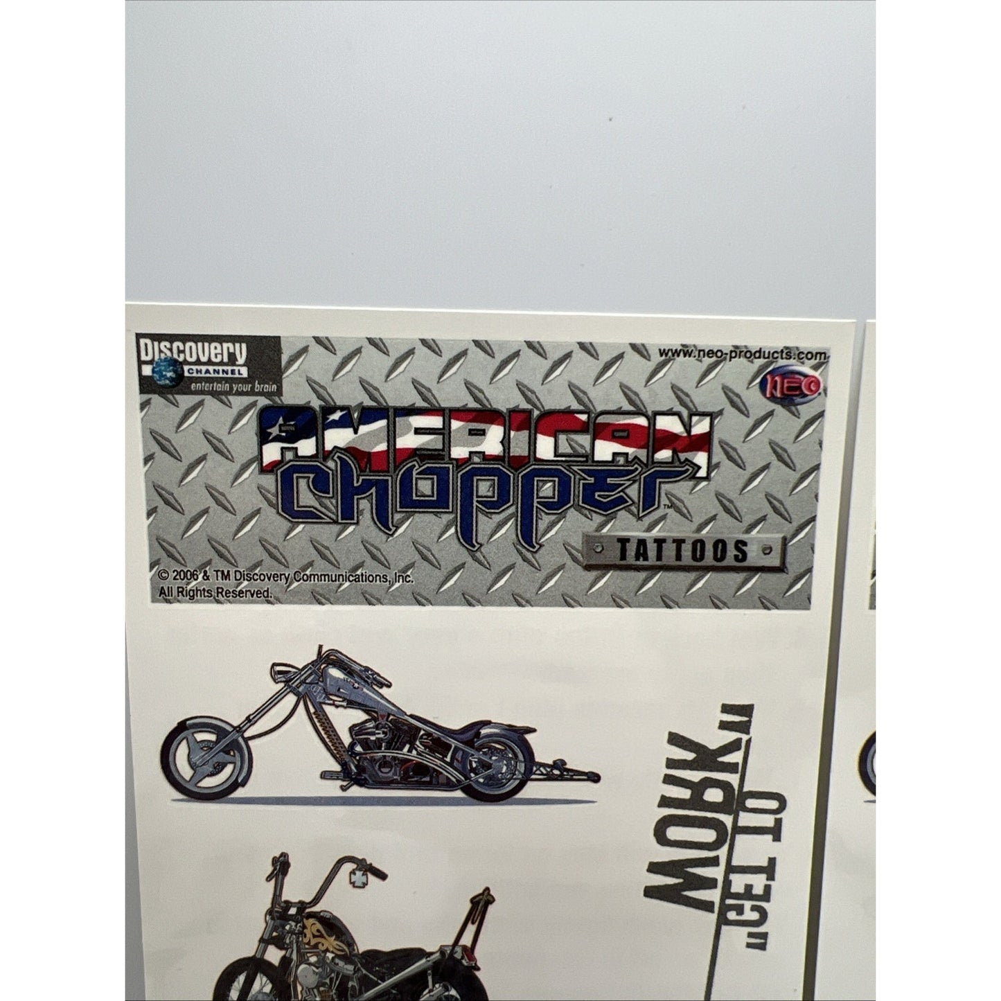 Neo Discovery American Chopper Motorcycle Temporary Tattoos Harley 5 Sheets