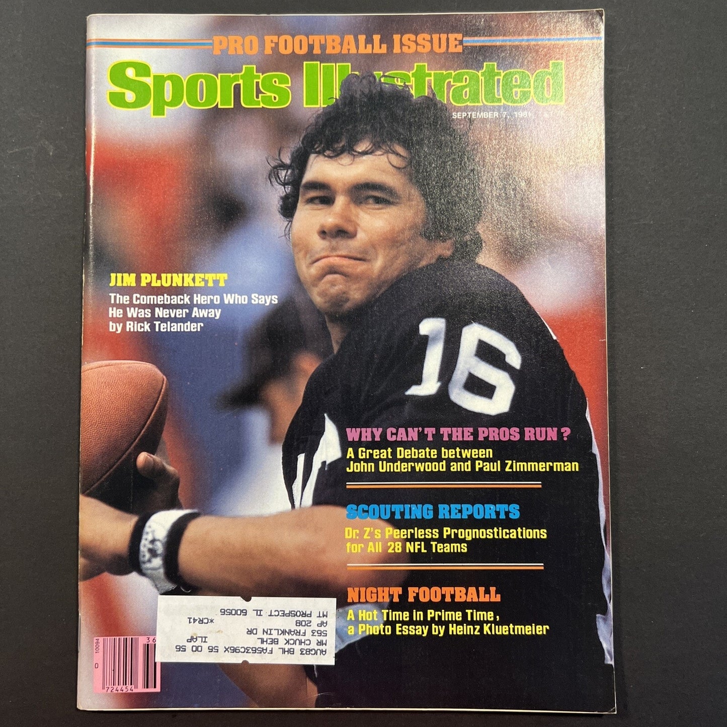Sports Illustrated Sept 7 1981 Jim Plunkett Rick Telander Pro Football Issue