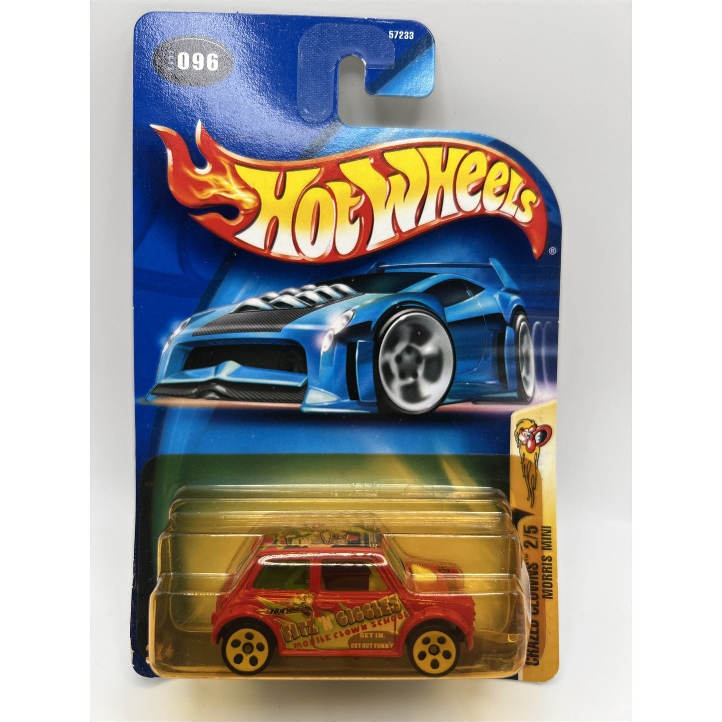 2003 Hot Wheels #96 Crazed Clowns 2/5 Morris Mini Red Cooper Spoke Wheels