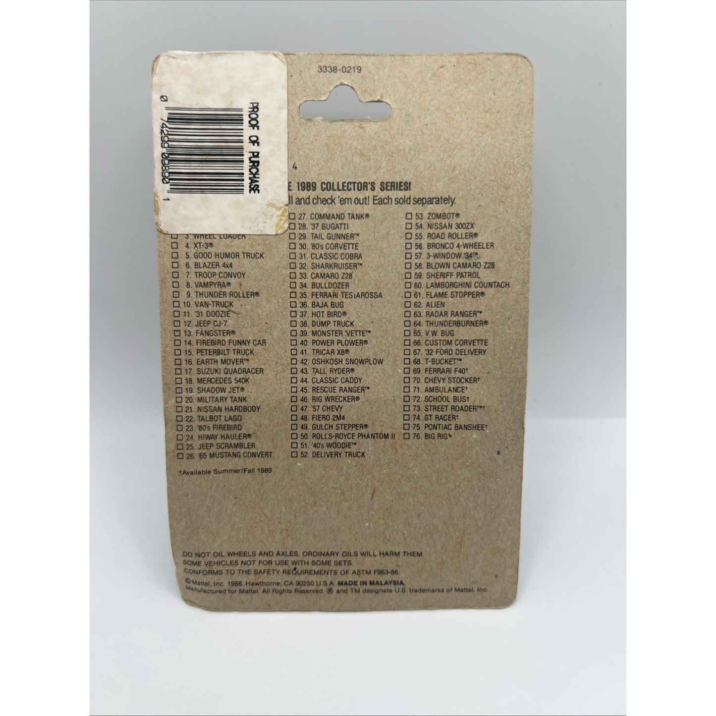 Hot Wheels Action Command Big Bertha HTF Green Moc 1989 Collectors Series VTG