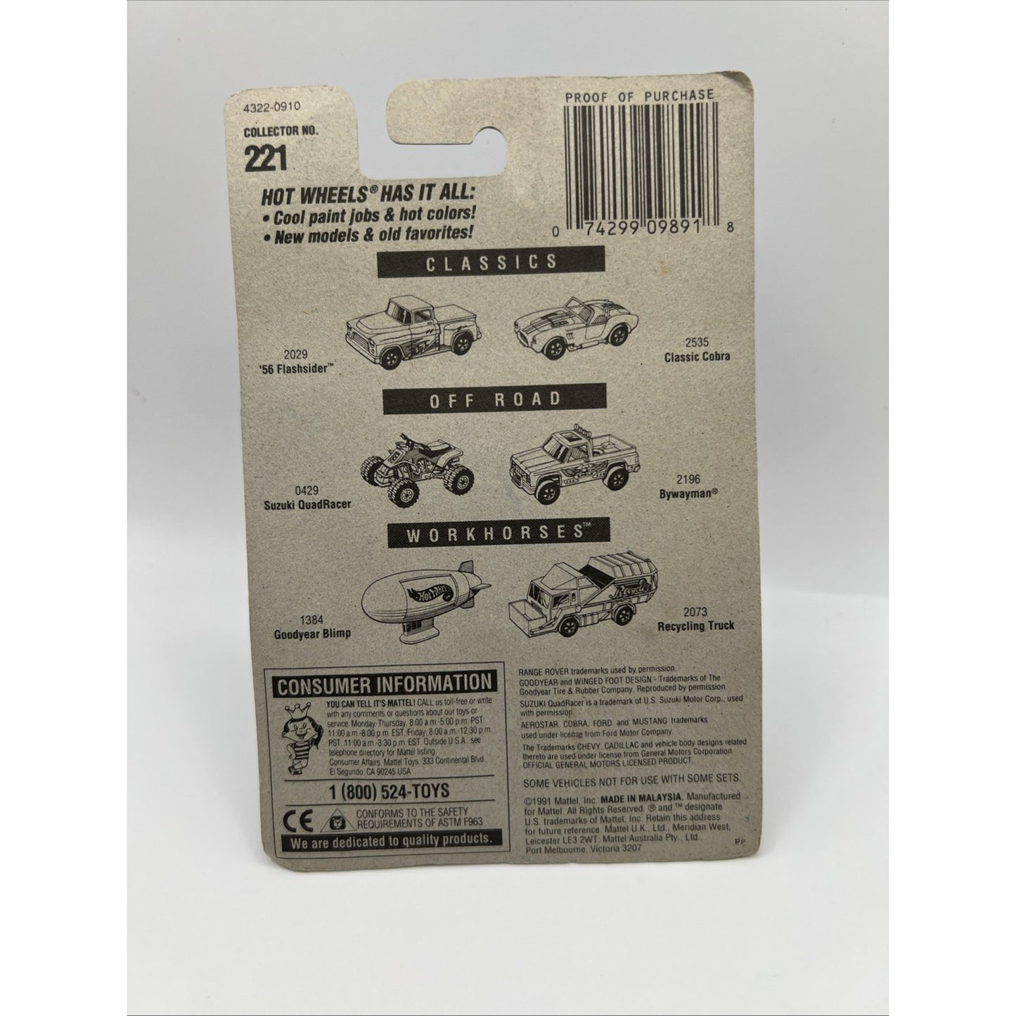 1992 Hot Wheels Range Rover Black Collector 221 New 1:64 Diecast Truck SUV