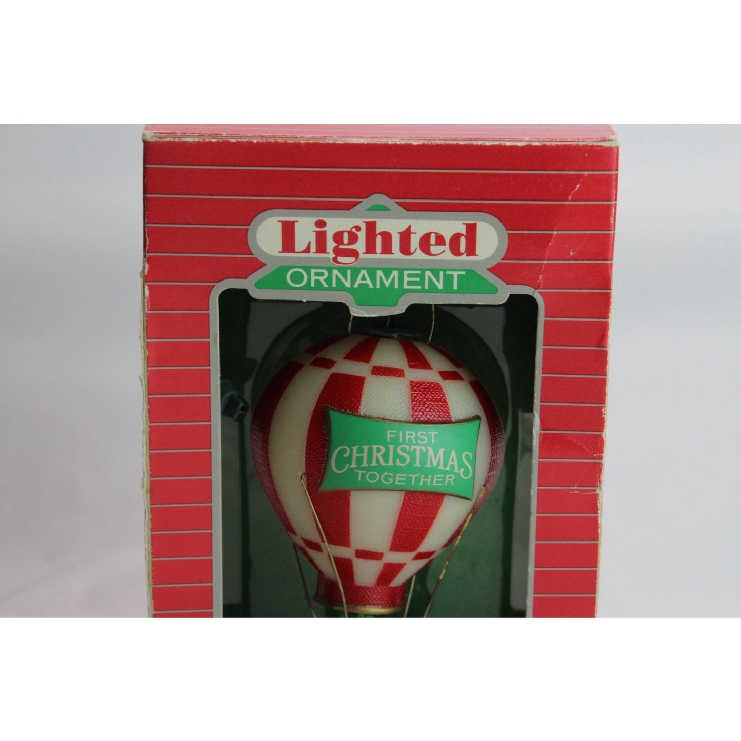1986 Hallmark Cards Lighted Ornament First Christmas Together Hot Air Balloon