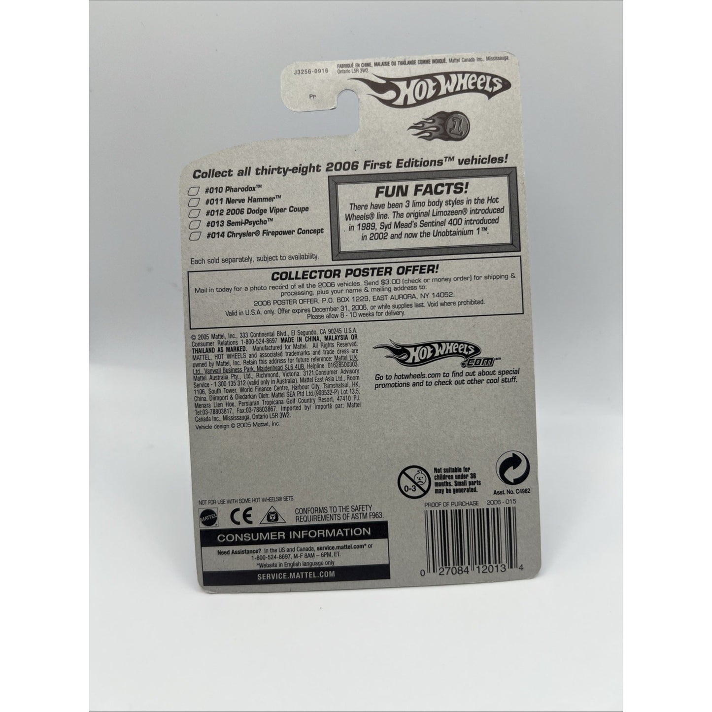 2006 Hot Wheels Unobtainium 1 Purple First Edition Rare Die Cast Car