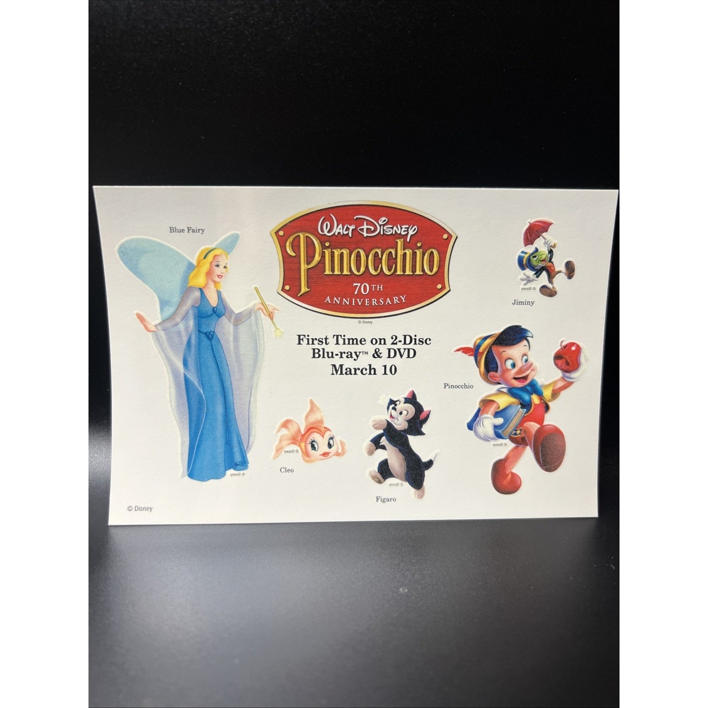 Walt Disney Pinocchio 70th Anniversary DVD Temporary Tattoo 6 Pack Rare Tattoos