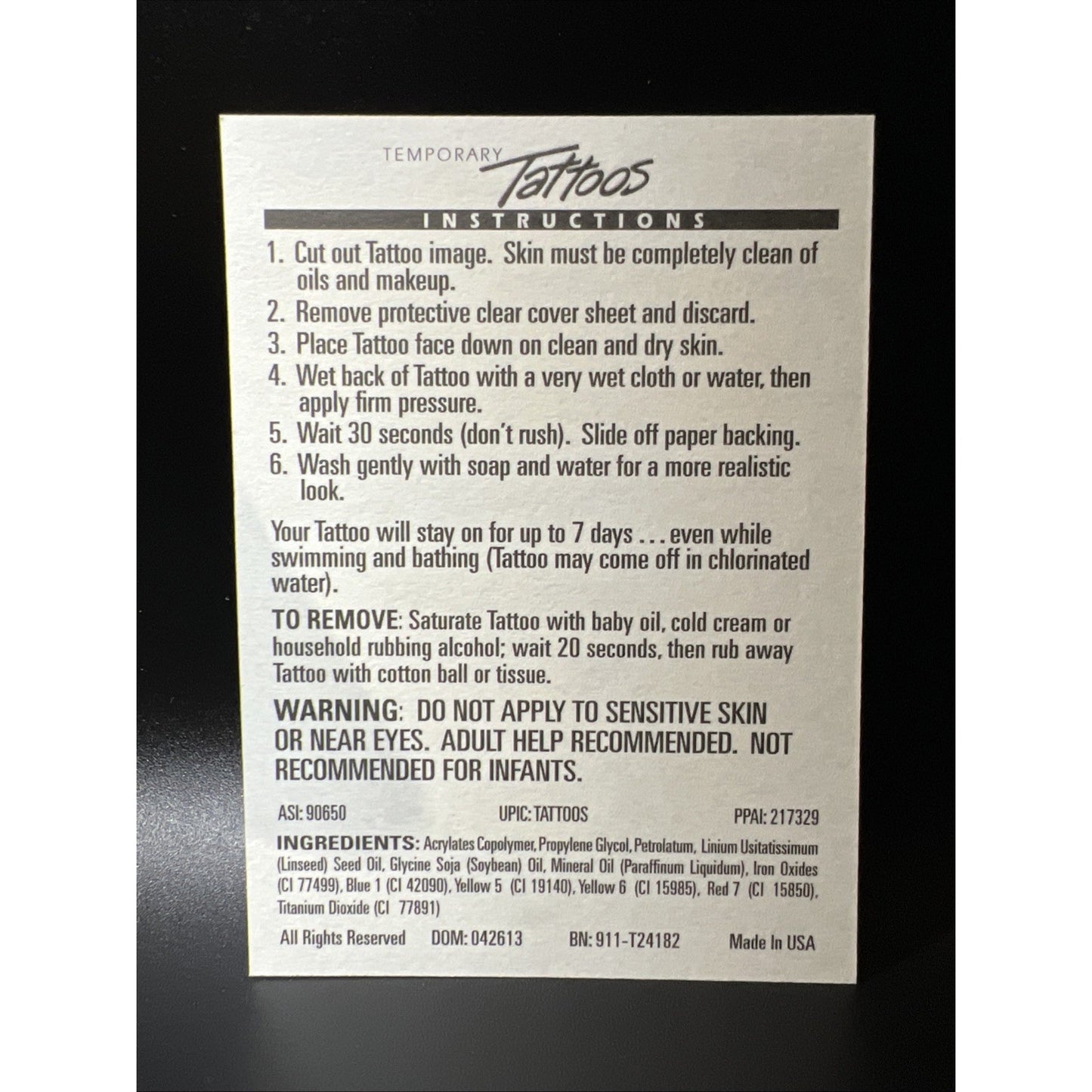 Disney Vacation Club (DVC) Cars Movie Pixar Lightning Mcqueen Temporary Tattoos