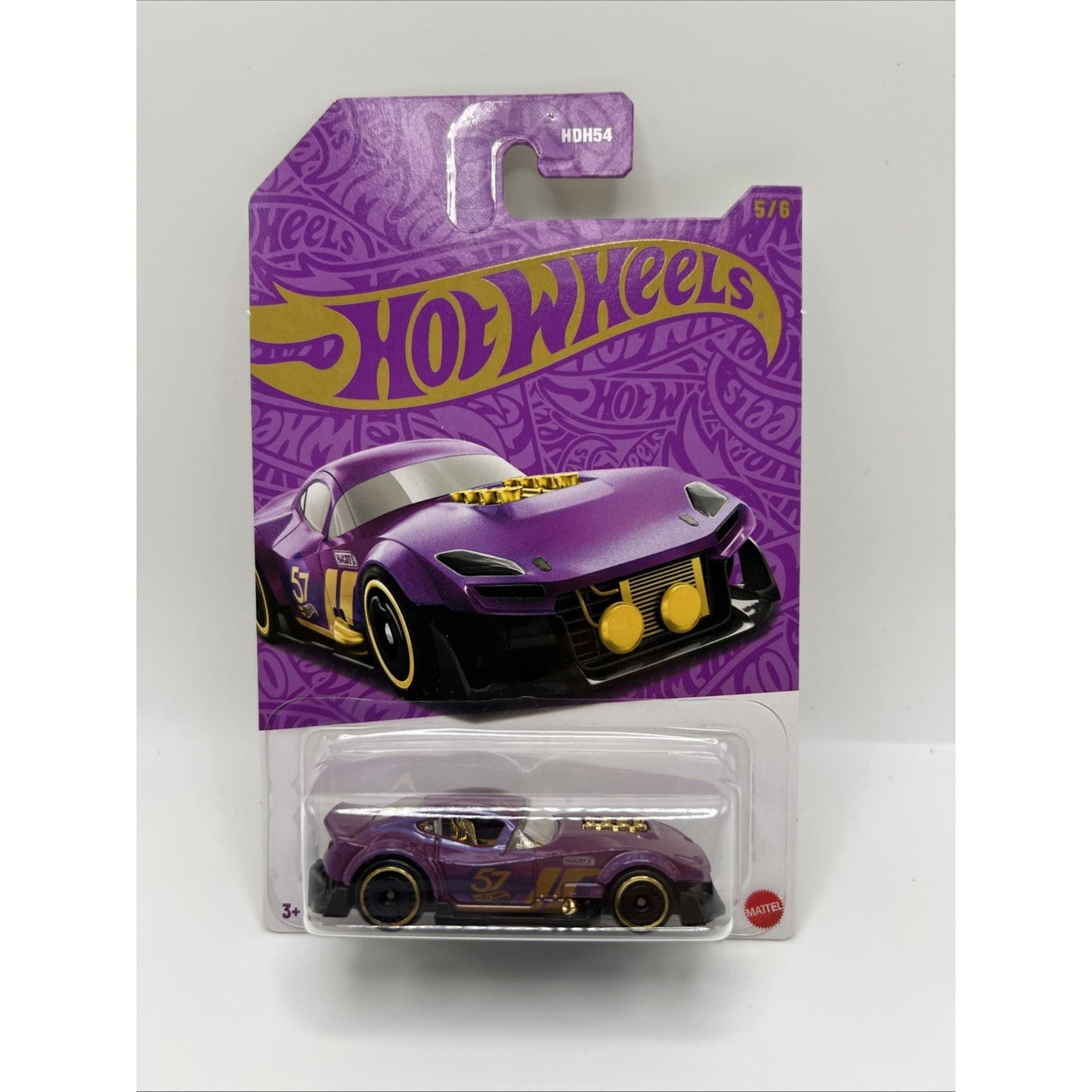 Hot Wheels 57th Anniversary Muscle And Blown #5 Purple Gold Race Car Model