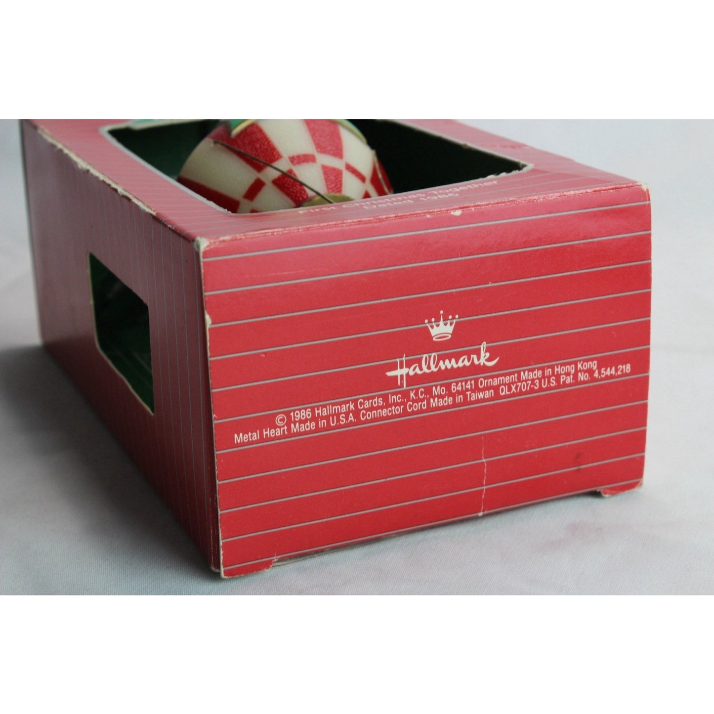 1986 Hallmark Cards Lighted Ornament First Christmas Together Hot Air Balloon