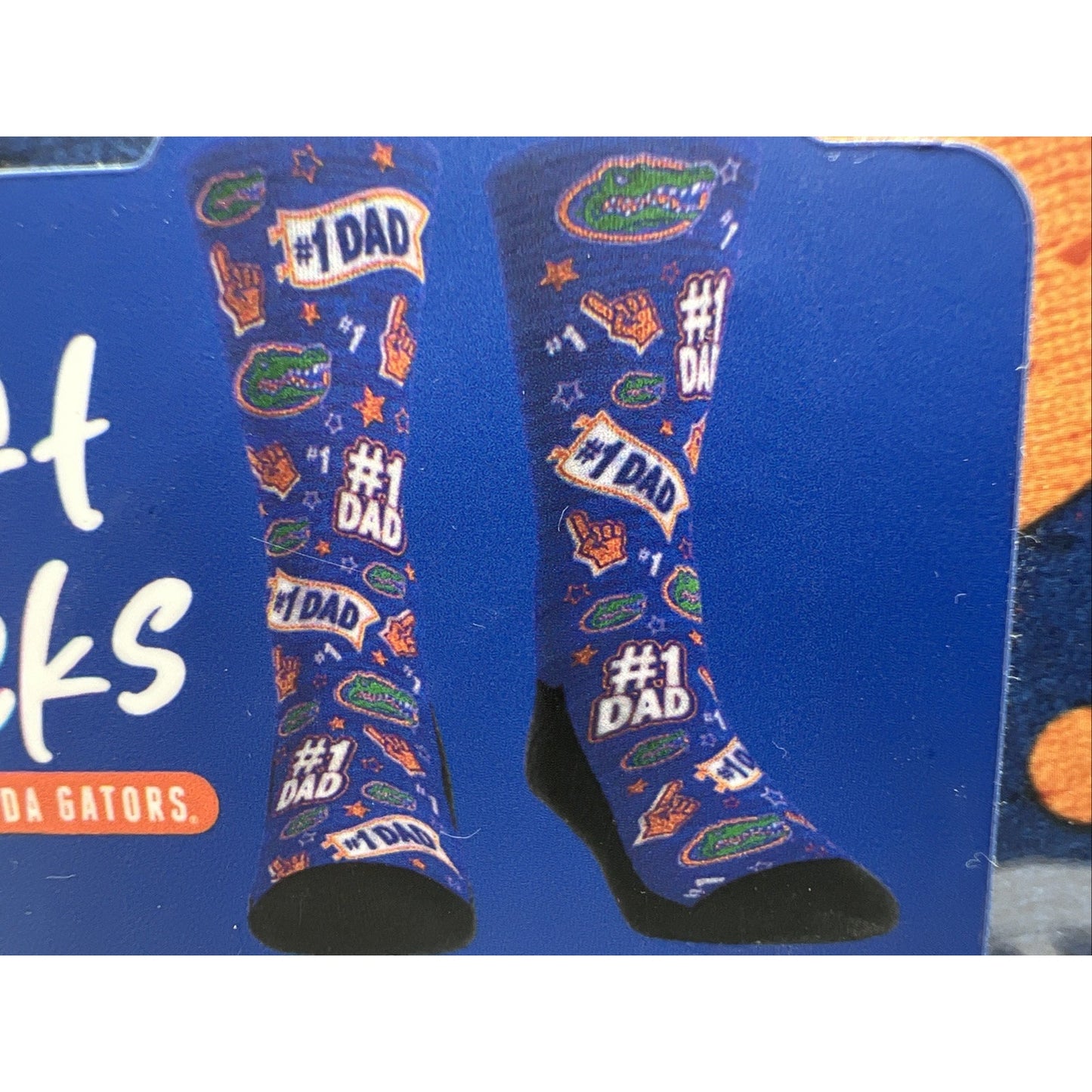 University Of Florida Gators Football Gator Dad Rock Em Socks Size 9-13 Large XL