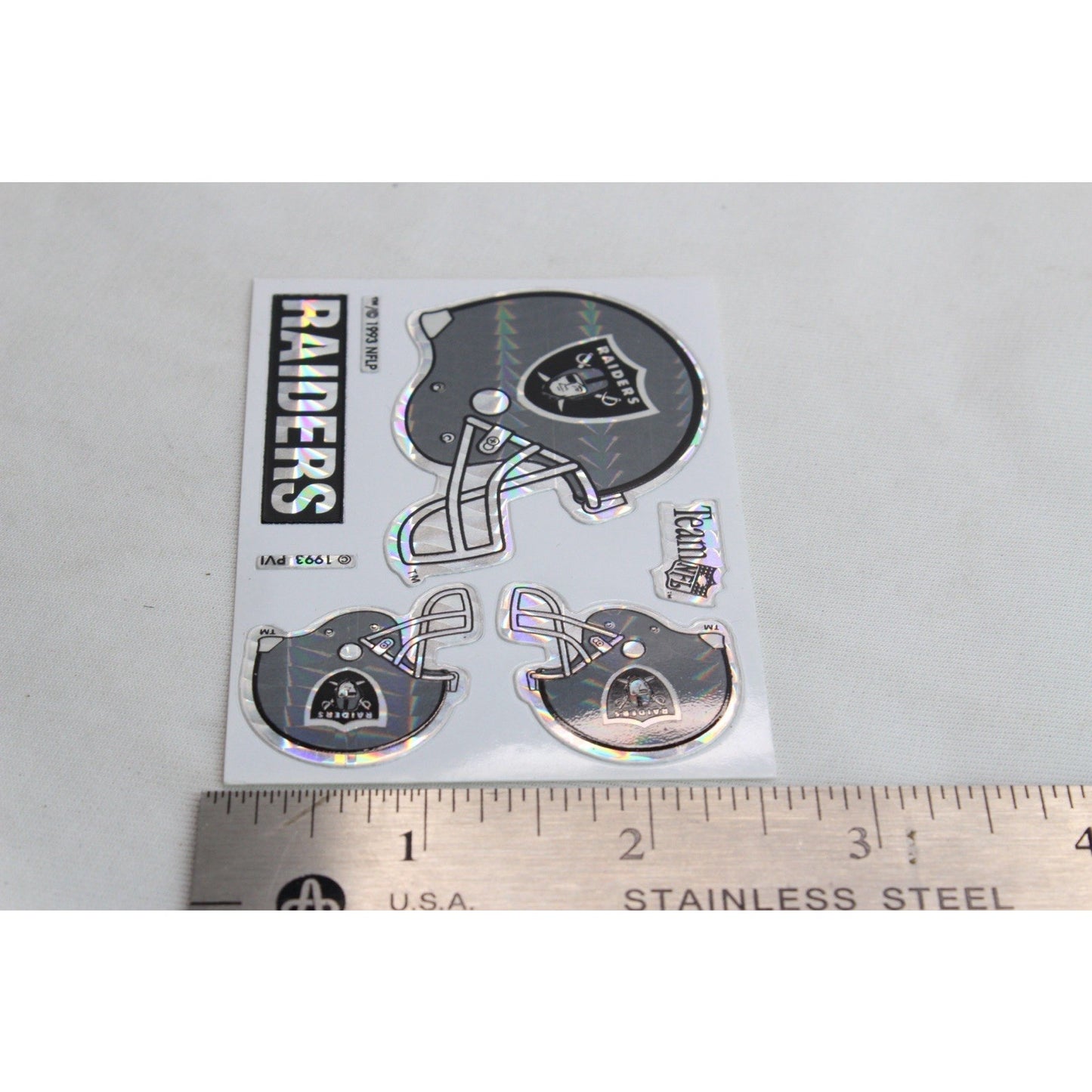 Prism Sticker 1993 NFL Vending Machine Los Angeles Raiders Football Team New