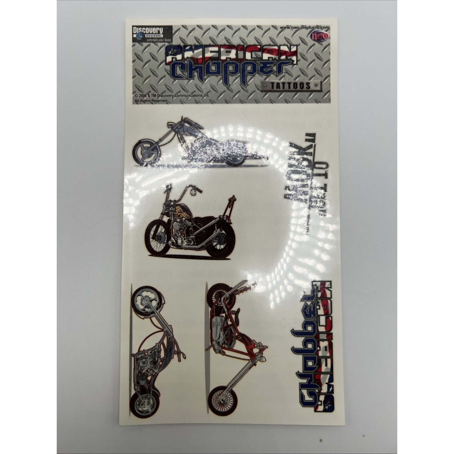 Neo Discovery American Chopper Motorcycle Temporary Tattoos Harley 5 Sheets