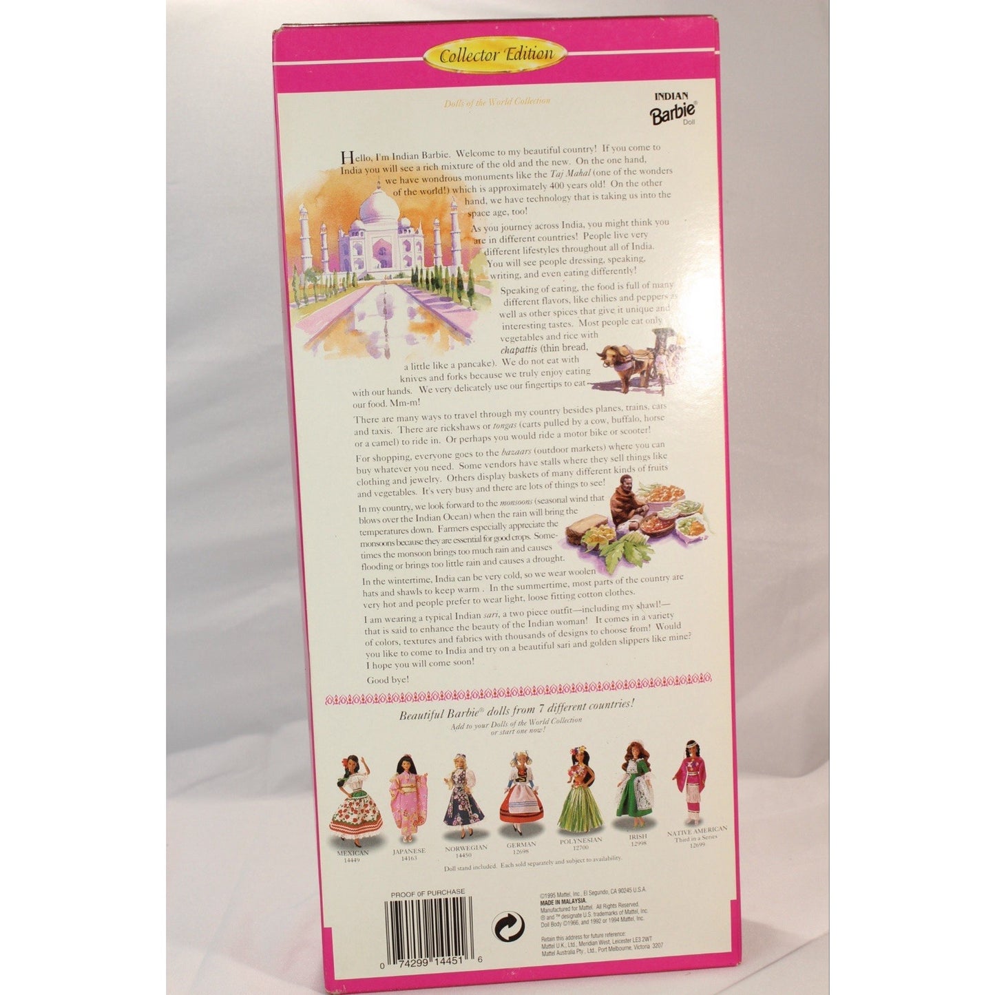 1996 Barbie Dolls of the World Indian Collection New In Box Vintage Toy