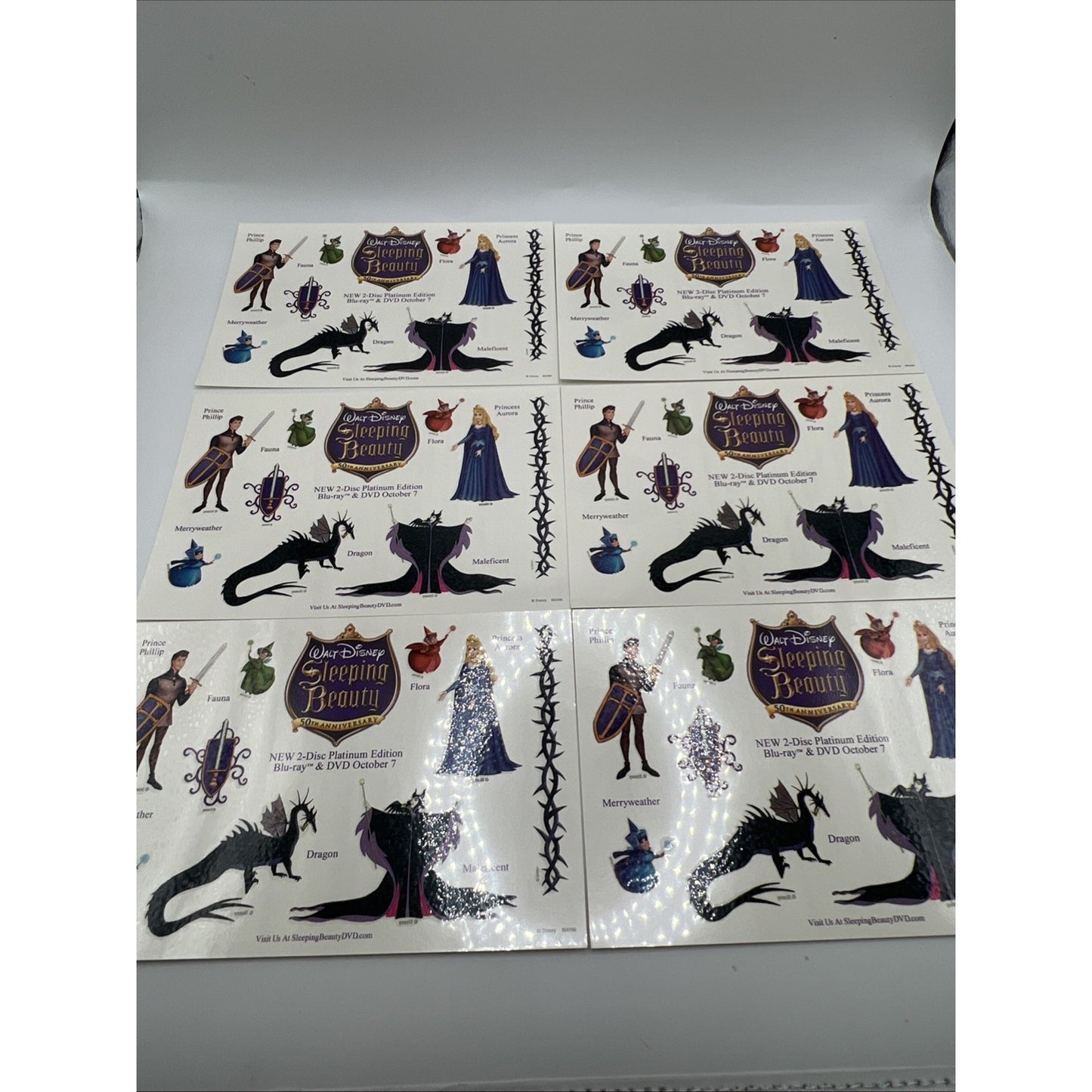 Walt Disney Pictures Sleeping Beauty Tattoo Temporary DVD Tattoos Maleficent 6ct