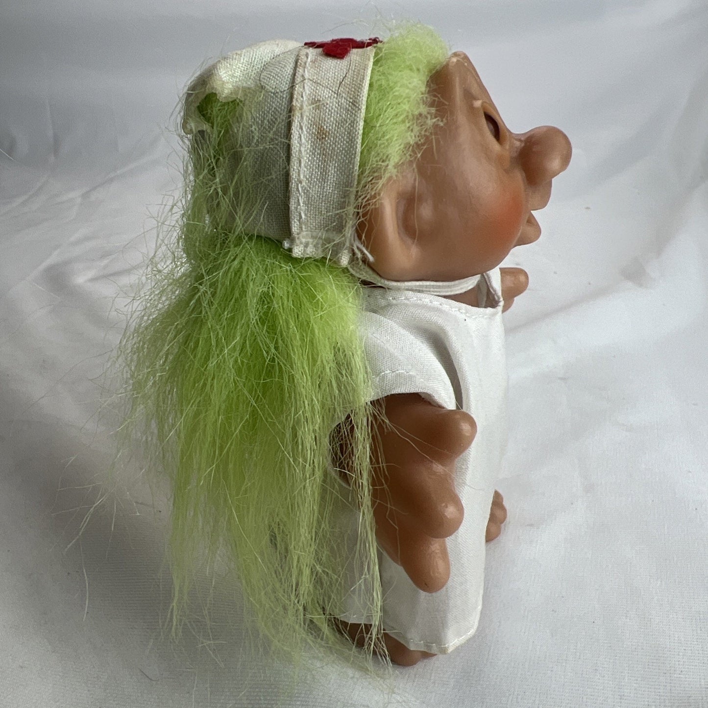Vintage Dam Troll Doll Nurse Green Hair Brown Eyes 1986 Rare